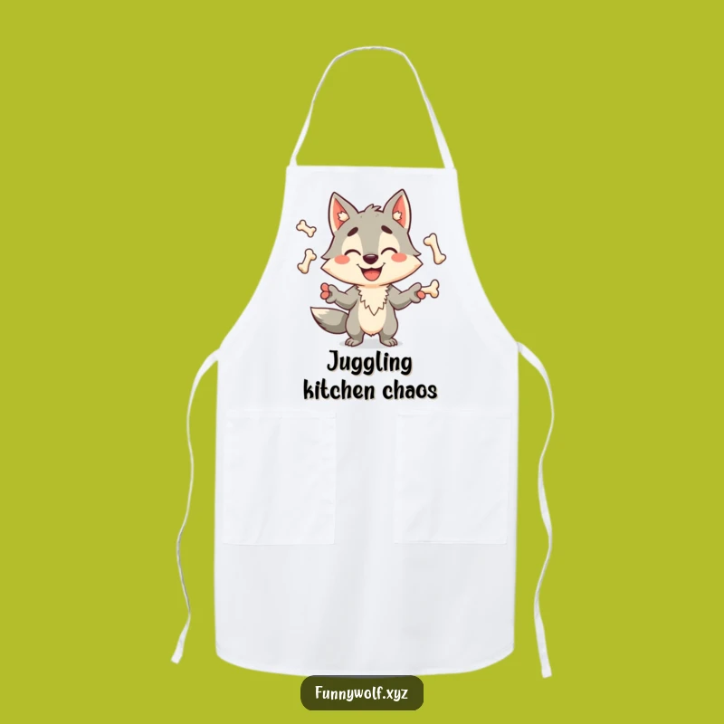 Funny Wolf Juggling Bones Apron - Chef's Hilarious & Practical Kitchen Gift