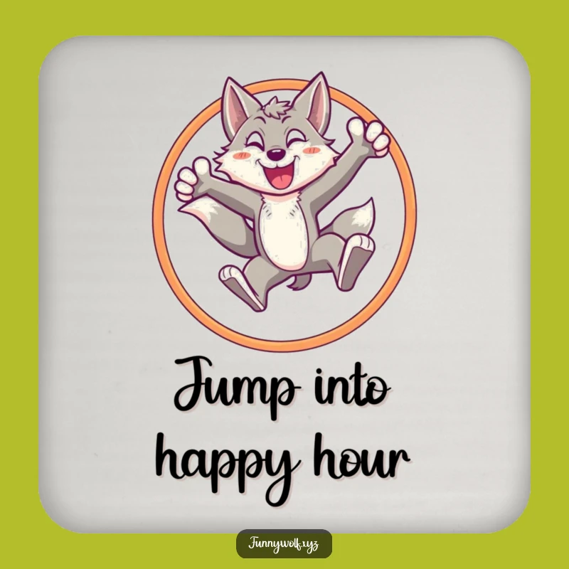 Funny Energetic Wolf Hoop Drink Coaster - Protect Surfaces with Style