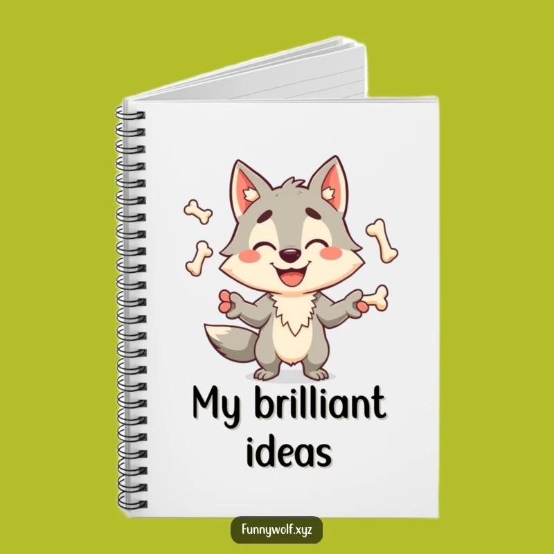 Funny Wolf Juggling Bones Notebook - Hilarious Journal & Gift for Writers
