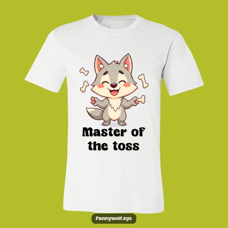 Funny Wolf Juggling Bones T-Shirt - Comical Cartoon Wolf Apparel Gift Idea